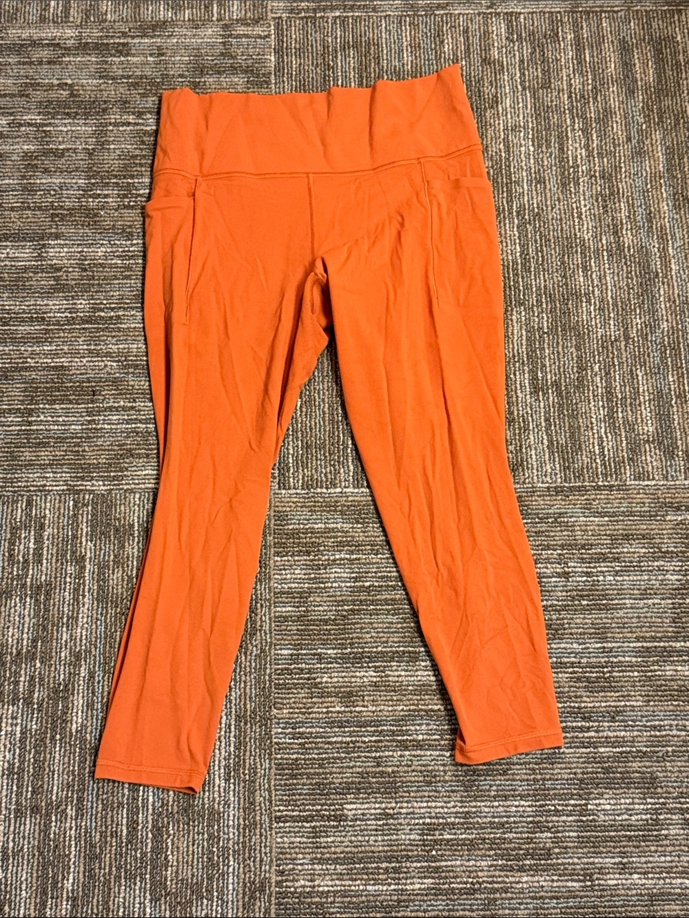 Athleta Bright Orange High-Waist Leggings with Side Pocket